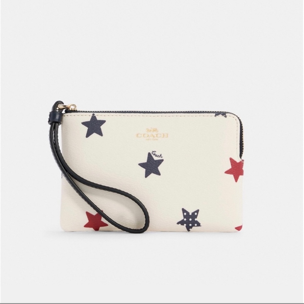Coach Corner Zip Wristlet With Star Print - Picture 3 of 5
